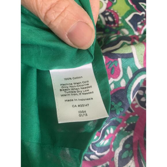 Talbot's Sz 8P Work Pencil Skirt Paisley Floral Green Career Casual Cotton - Picture 7 of 7